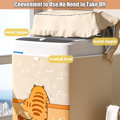 Top Load Washing Machine Cover Waterproof Washer Dryer Cover with Zipper Dustproof Outdoor Full-Automatic Washer Protector Case Laundry Cover 22x22.8x36.2inch (Animal) - Image 6