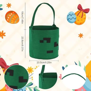 Easter Basket with Handles for Kids, Happy Easter Gift for Easter Egg Hunts Decorations Candy Gifts Storage (World red) - Image 3
