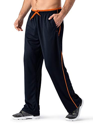 MAGNIVIT Men's Sport Sweat Pants Athletic Warm-Up Pant with Side Contrast Orange Stripe Blue/Orange - Image 1