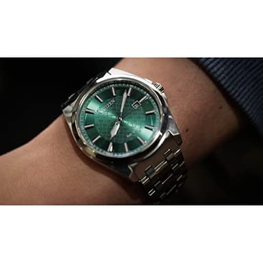 Citizen Men's Eco-Drive Classic Peyton Watch, 3-Hand Date, Sapphire Crystal, Luminous Markers, Silver/Green Dial - Image 5