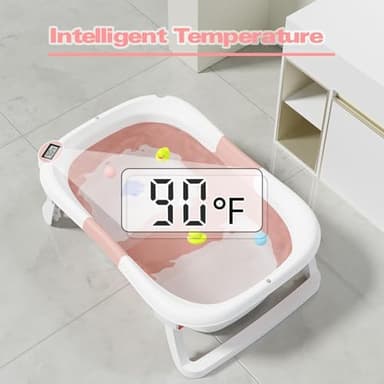 napei Collapsible Baby Bathtub,Baby Bath Tub with Soft Cushion & Thermometer,Baby Bathtub Newborn to Toddler 0-36 Months,Portable Travel Baby Tub - Image 4