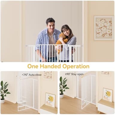 YITAHOME Extra Tall 55" High Metal Dog Gate with Cat Door, 29.5"- 62.5" Wide Auto Close Pet Gate Indoor for Stairs, Doorways, House, No Drilling Pressure Mount, Sturdy, White - Image 5