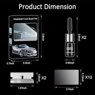 CAIJINEW Windshield Crack Chip Repair Kit: 2 Bottles Quick Fix Car Windows Glass Tool Used for Scratches Star Shaped - Image 6