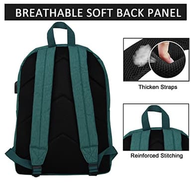 SUPACOOL Casual Laptop Backpack for Men and Women, Backpack for College, USB Charging Port, Lightweight Pack Back(Green) - Image 8