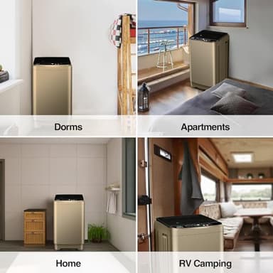 Zyerch Portable Washing Machine 17.7lbs Full-Automatic Compact Washer Machine for Apartment, 10 Wash Program Small Portable Washer for Dorm, Apartment, RV, Home, Gold - Image 6