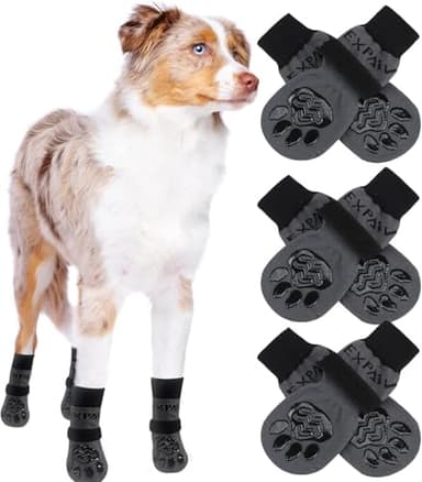 EXPAWLORER 6PCS Anti-Slip Dog Socks to Prevent Licking Paws,Dog Shoes for Hot Pavement,Best Paw Protector Traction Control on Hardwood Floor,Dog Booties for Puppy Small Medium Large Senior Dogs - Image 1
