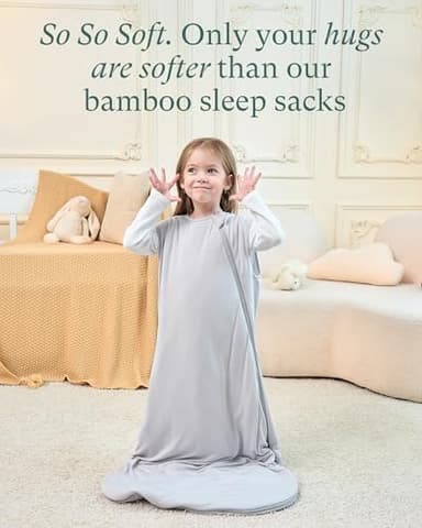 PurComfy Supersoft Sleep Sack 1.0 TOG, Premium Bamboo Viscose Baby Sleeping Bag, 2-Way Safe Zipper Sleep Sacks 3-6 Months (Cream) - Image 3