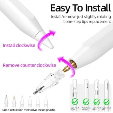 JOOSKO Upgraded Replacement Tips for Apple Pencil Pro/USB-C/2nd Gen/1st Gen Tips(with Storage case),wear-Resistant Mix Metal Tips for iPad Pencil Accessories(6 Pack，Pink) - Image 2