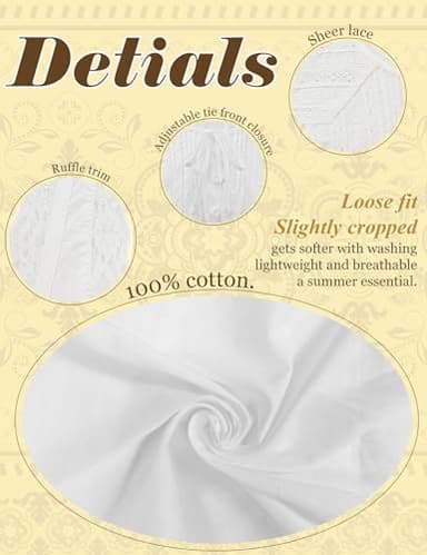 Womens Summer Boho Lace Tie Front Tank Beach Vacation White Tops People Free Dupes Tops Button Down Sleeveless Blouses Ruffled Chiffon Mesh Chiffon Crop Fashion Cute 2025 Y2K Tank Top Clothes - Image 6