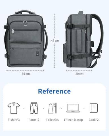 WANDF Travel Backpack For Spirit Airlines Personal Item Bag 18x14x8 with Wet Pocket, 17 Inch Laptop Backpack for Men Women（Grey） - Image 7