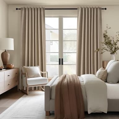 Topfinel Greige 90 Inches Long Blackout Natural Linen Curtains for Bedroom, Chocolate Brown Pinch Pleat Sound Blocking Curtains, Neutral Farmhouse Lined Drapes 2 Panels for Living Room Sliding Door - Image 7