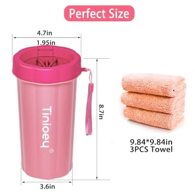 Dog Paw Cleaner for Large Dogs (with 3 Towels & Dog Bath Brush), Dog Paw Washer, Muddy Paw Cleaner, Pet Foot Cleaner (Large, Red), Dog Paw Protector Kit - Image 6