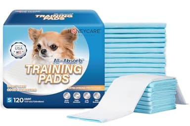 Honey Care All-Absorb, Small 17.5" x 23.5", 120 Count, Dog and Puppy Training Pads, Ultra Absorbent and Odor Eliminating, Leak-Proof 5-Layer Potty Training Pads with Quick-Dry Surface, Blue, A05 - Image 1