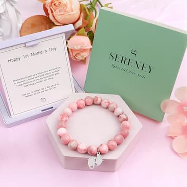 New Mom Gifts as First Mothers Day Gifts for New Mom After Birth, 1st Mothers Day Gifts as Footprint Charm Mama New Mom Bracelet for Women, New Mom Jewelry as Pregnant Mothers Day Gifts Ideas for Her - Image 7