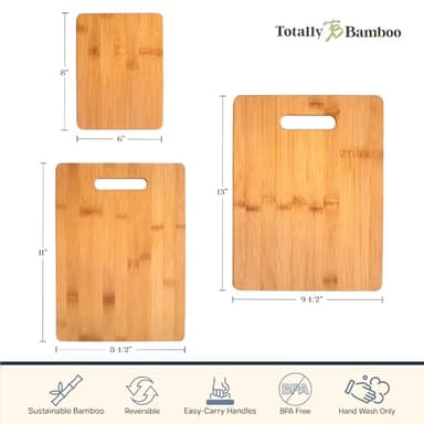 Totally Bamboo 3-Piece Bamboo Cutting Board Set – Reversible Kitchen Boards for Chopping, Cheese & Serving | Durable, Eco-Friendly Wood Cutting Boards - Image 7
