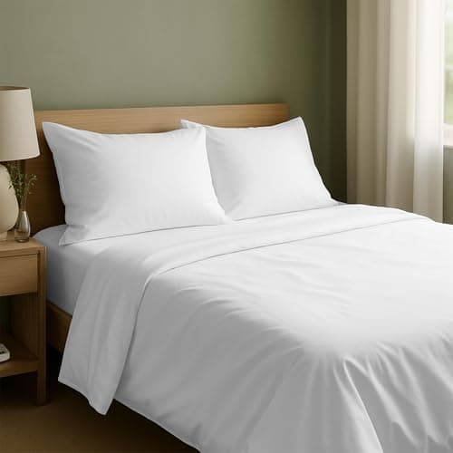 King Size Sheets Set - Natural 100% Cotton Sheets King Size With Deep Pockets, Soft Sateen Weave, Breathable, Cooling and Durable Bedding Set by California Design Den (White) - Image 1