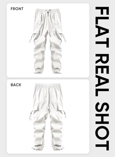 JMIERR Men's Casual Lounge Travel Parachute Pants Wide Leg Trousers Beam Feet Harem Baggy Sweatpants Cargo Pants for Fall Essentials Clothes Trendy Street Wear,L,Snow White - Image 6