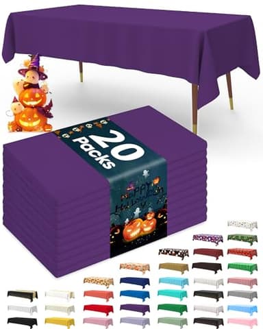 Pureegg Plastic Table Cloth Disposable 20 Pack, 54 x 108 Inch Table Cloths, Graduation Decorations Class of 2025, Graduation Party Tablecloths, Rectangle, Plastic Cover, Leakproof & Sturdy, Purple - Image 1