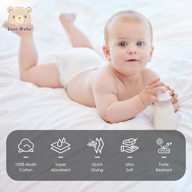 Ease Cubs 12 Pack Muslin Washcloths for Baby - 100% Cotton Baby Wash Cloths for or Baby Face Body Comfy and Soft for Newborn Infants Kids Girls and Boys - 12"x12" - Slate, Grey and Navy Series - Image 6