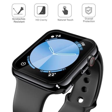 Misxi 2 Pack Tempered Glass Case Compatible for Apple Watch SE 3 (2025) SE 2 SE Series 6 Series 5 Series 4 40mm, Hard PC Screen Protector Overall Protection Scratch-Resistant Cover for iWatch, Jet Black - Image 2