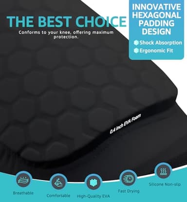 HiRui Knee Pads for Kids Youth Adult, Basketball Baseball Knee Brace Knee Support, Collision Avoidance Kneepad Compression Knee Sleeve for Volleyball Football Cycling Running-1Pair (Black, L) - Image 5