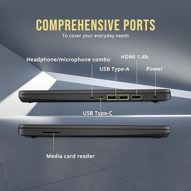 HP Stream 14" HD BrightView Laptop, Intel Celeron N4120, 16GB RAM, 416GB Storage (128GB eMMC + 288GB Docking Station Set), Intel UHD Graphics, 720p Camera, Wi-Fi, 1 Year Office 365, Win 11 S, Black - Image 9