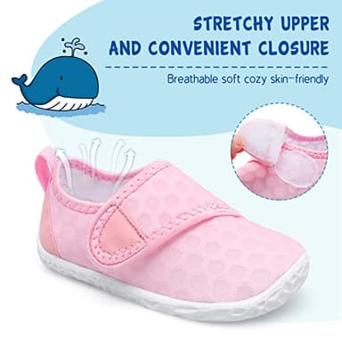 LeIsfIt Boys Girls Water Shoes Kids Aqua Socks Toddler Quick-Dry Beach Swimming Shoes Lightweight Breathable Non-Slip Summer Outdoor Sport Water Slippers Pink 8 Toddler - Image 2