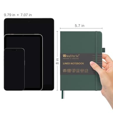 &And Per Se Lined Journal Notebook, 160 Pages, A5 5.7 x 8 inches College Ruled Thick Paper Notebook Journals for Writing, Hardcover Notebooks for Women Men Office School (1 Pack, Green) - Image 2