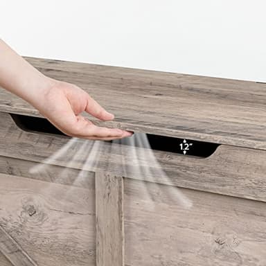 HOOBRO Storage Bench, 43.3” Retro Wooden Storage Chest with U-Shaped Cut-Out Pull, Safety Hinge, Supports 220 lb and Easy Assembly for Toy Box Organizer (Greige) BG772CW01 - Image 8