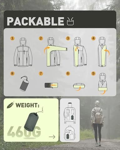 33,000ft Packable Rain Jacket Women Lightweight Waterproof Raincoat with Hood Cycling Bike Jacket Windbreaker - Image 5