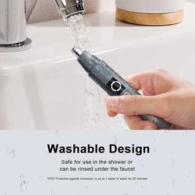JISHO Rechargeable Ear and Nose Hair Trimmer for Men Women-12000 RPM Powerful Motor with Dual Edge Blades, Waterproof, USB Type-C, Easy to Clean Travel Size - Image 7