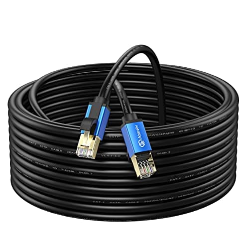 Abireiv Cat7 Ethernet Cable 150ft, Cat7 Outdoor Cable Triple Shielding SSTP 10Gbps 600MHz Ethernet Patch Cable for Modem Router LAN RJ45, UV/Water Proof, Direct Burial, PE Jacket - Image 1