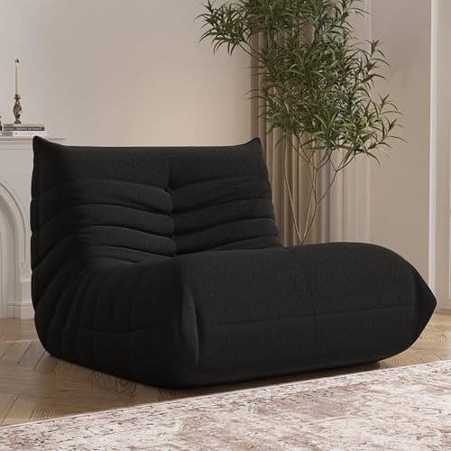 Bean Bag Chair, Memory Foam Bean Bag Sofa Large Bean Bag Chair for Adults, Bean Bag Chairs for Teens with High Density Comfortable Foam, Bean Bag for Living Room, Bedroom (Black) - Image 1