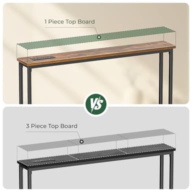 SUPERJARE 5.9 Inch Narrow Console Table with Outlet, Sofa Table Set of 2, Total Length 78'', Behind Couch Table, Long Entryway Tables with Charging Station, for Living Room, Rusitc Brown - Image 5
