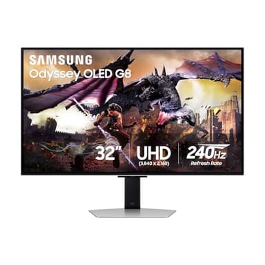 Samsung 32" Odyssey OLED G8 (G80SD) Series 4K UHD Smart Gaming Monitor w QD-OLED, 240Hz 0.03ms, G-Sync Compatible, Glare-Free Display, Sleek Metal Design, LS32DG800SNXZA, 3 Yr Warranty - Image 1