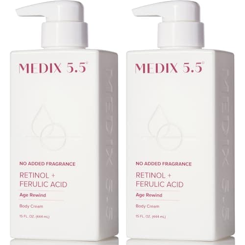 MEDIX Fragrance Free Retinol Body Lotion Crepey Skin Care Treatment | Anti Aging Body Lotion & Face Moisturizer | Firming Retinol Cream For Face Targets Loose Crepe Skin, Wrinkles, & Fine Lines, 2PC - Image 1