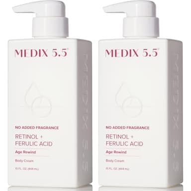 MEDIX Fragrance Free Retinol Body Lotion Crepey Skin Care Treatment | Anti Aging Body Lotion & Face Moisturizer | Firming Retinol Cream For Face Targets Loose Crepe Skin, Wrinkles, & Fine Lines, 2PC - Image 1