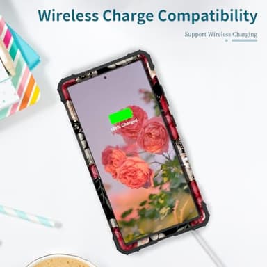 PIXIU Unique Flower Pattern Compatible with Samsung Galaxy S24 Ultra case, Heavy Duty Dual Layer Shockproof Full-Body Protective Sturdy Hybrid Cute Rugged Case for Women,Girls,Kids-Rose Floral - Image 5