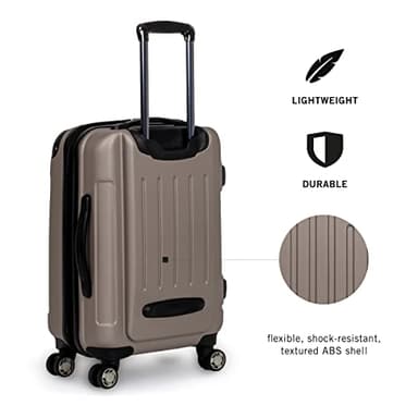 Kenneth Cole REACTION Renegade Luggage Expandable 8-Wheel Spinner Lightweight Hardside Suitcase, Champagne, 24-Inch Checked - Image 2