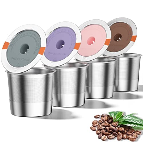 RETHONE K Cup Reusable Coffee Pods, Stainless Steel Reusable K Cups Coffee Filter Compatible with Keurig 1.0 & 2.0 Coffee Makers BPA-Free Refillable Coffee Filters (4 Pack) - Image 1