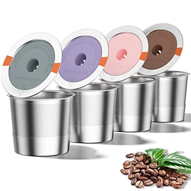 RETHONE K Cup Reusable Coffee Pods, Stainless Steel Reusable K Cups Coffee Filter Compatible with Keurig 1.0 & 2.0 Coffee Makers BPA-Free Refillable Coffee Filters (4 Pack) - Image 1