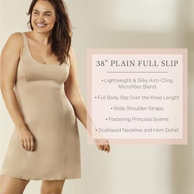 Jones NY Women's Silky Touch 38 Sleeveless Anti-Cling Full Slip, Nude, Large - Image 4