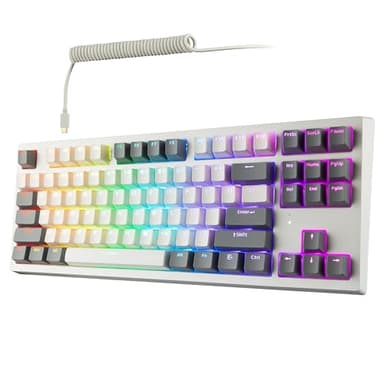 TECWARE Phantom+ Elite 87 Key RGB Mechanical Gaming Keyboard, LED Backlit, Universal Hot-Swap, Wired and Wireless, 3 Mode Connectivity, Thocky Sounding, White Elite Wraith Red - Image 1