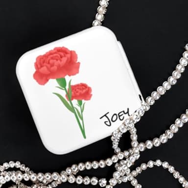 Personalized Jewelry Box With Name and Flower Custom Travel Leather Jewelry Organizer Box for Women Maid of Honor Gifts Birthday Valentine's Day Christmas Gifts for Girls Girfriend Mom - Image 6