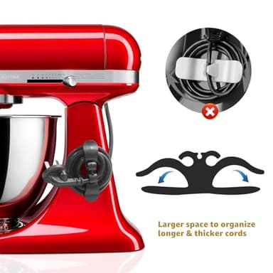 Sliding Mat for Kitchen aid 4.5-5 Qt Stand Mixer with 1Pc Cord Organizer and 3Pcs Attachment Holder for Kitchen Appliance Slider Counter, Sliding Tray,Moving Tray(Black) - Image 7