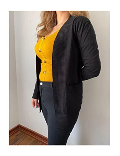 REDHOTYPE Womens Cardigans with Pockets Lightweight Open Front Black Cardigan for Women, Medium - Image 5