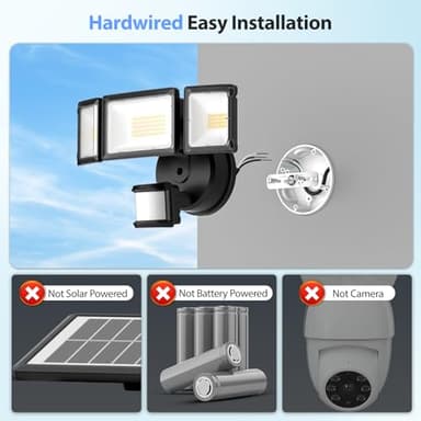 Olafus 75W Motion Sensor Outdoor Light, 2 Pack LED Security Light 7000LM, 6500K Exterior Motion Flood Light with 3 Adjustable Heads, for Outside Garage, Yard, Patio, IP65 Waterproof, Black - Image 2