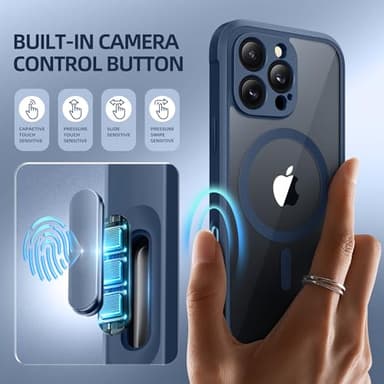 BERFY for iPhone 16 Pro Case, Compatible with MagSafe, Built-in Privacy Screen Protector and Camera Protection, Anti-Spy Full Body Shockproof Clear Phone Case for 16 Pro 6.3", Blue - Image 3