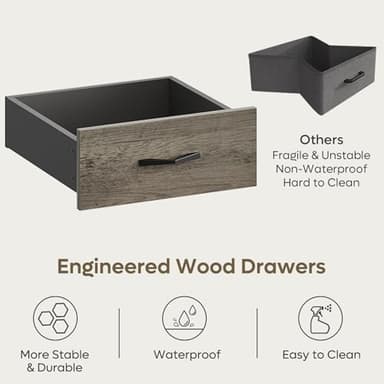 Bestier 59” Executive Desk with 2 Drawers, Computer Desk with Storage Cabinet, Industrial Wood Desk with File Drawer, Keyboard Tray & 2 Pedestals for Home Office & Studio, Gray - Image 6