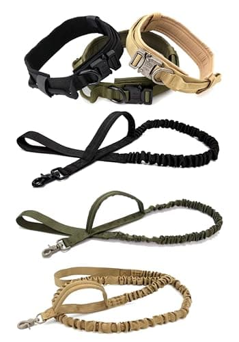 ADA Tactical Soft Dog Vest Harness and Training Dog Collar with Bungee Dog Leash Set No Pull Military Dog Harness with 3 Detachable Pouches for Outdoor Training Service. (Black, Medium) - Image 4